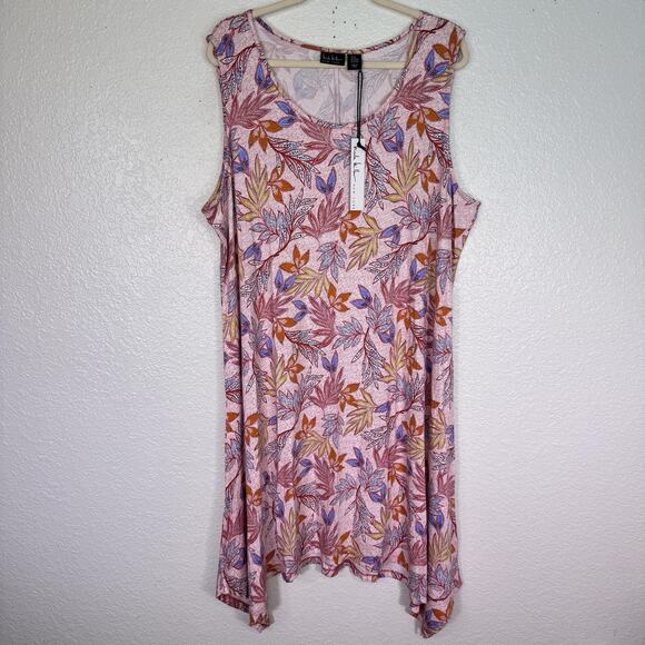 Nicole Miller Dress Womens 3X Floral Hankercheif Hem Stretch Comfy Plus Size NEW - Picture 1 of 9